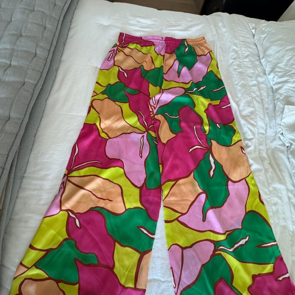 C&C California Colorful Wide-Leg Pants | Tassel Tie | Size XL - Picture 6 of 8